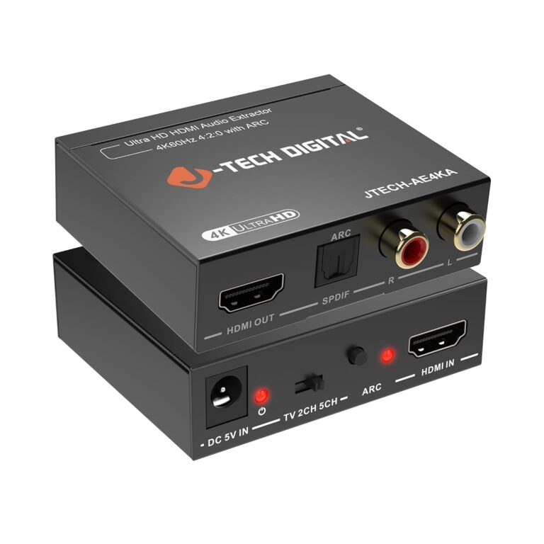 Read more about the article J-Tech Digital HDMI Audio Extractor 4K 60Hz & ARC Support, HDMI to RCA Optical Compatible with Dolby Digital DTS Stereo for Laptop Blu-Ray Gaming Consoles (JTECH-AE4KA)