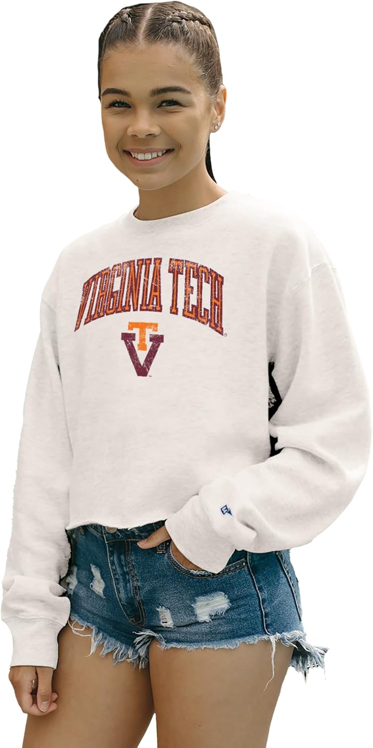 Read more about the article Blue 84 NCAA womens Ncaa Officially Licensed Crop Crewneck Sweatshirt Vintage Arch Over White