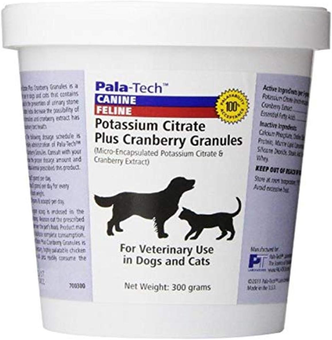 Read more about the article Pala-Tech Potassium Citrate Plus Cranberry Granules 300 gm – Cat & Dog UTI Treatment – Dog Urinary Tract Supplements for Bladder Stone Prevention (Made in USA)