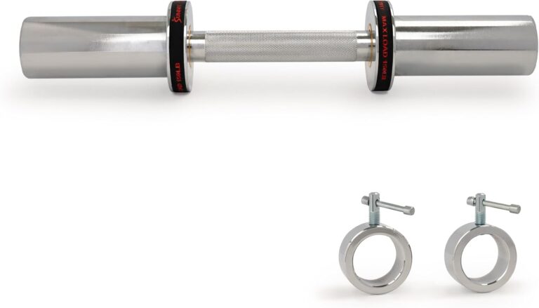 Read more about the article Sunny Health & Fitness Olympic Dumbbell Bar with 2-inch Sleeves, Chrome Finish, Spin-Lock Collars, Optional in Size