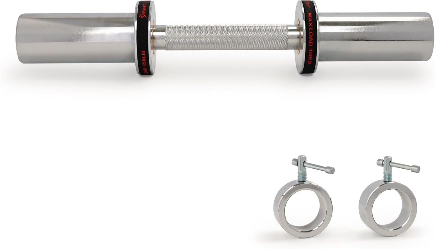 Read more about the article Sunny Health & Fitness Olympic Dumbbell Bar with 2-inch Sleeves, Chrome Finish, Spin-Lock Collars, Optional in Size