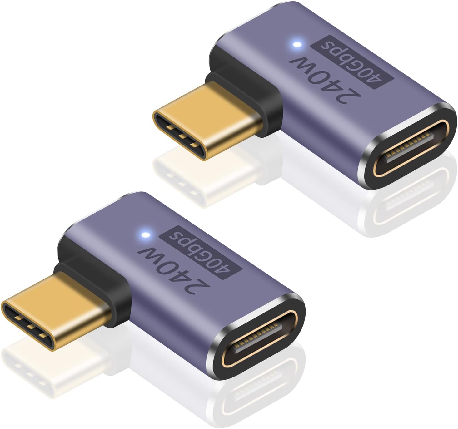 Read more about the article Poyiccot USB C Right Angle Adapter PD 240W for Thunderbolt 4/3, Right Angle 90 Degree USB C Male to Female Extender USB 4.0 L Shape Connector with 8K@60Hz Video for iPad, MacBook, 2-Pack
