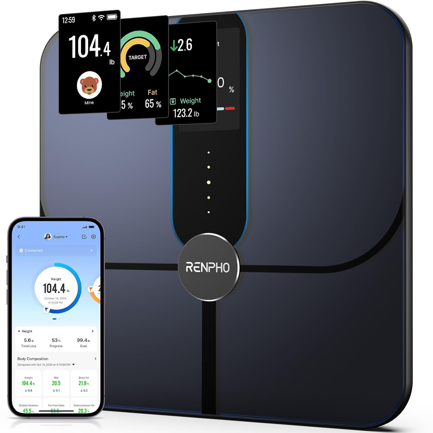 Read more about the article RENPHO Smart Scale for Body Weight Fat, Digital Bathroom Scale with Color Display, Wi-Fi & Bluetooth Fitness Equipment for BMI Muscle Mass Composition, Rechargeable, Elis Nova