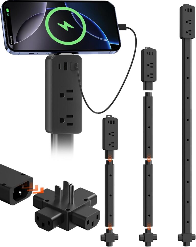 Read more about the article Electrical Outlet Extender Stick Black with 4-Way Flat Plug | Extends 8″-36″ | Outlet Extender with 2AC Outlets, 2USB-A & 1USB-C Ports | Socket Expander Access Hard-to-Reach Outlets Bed Sofa Behind