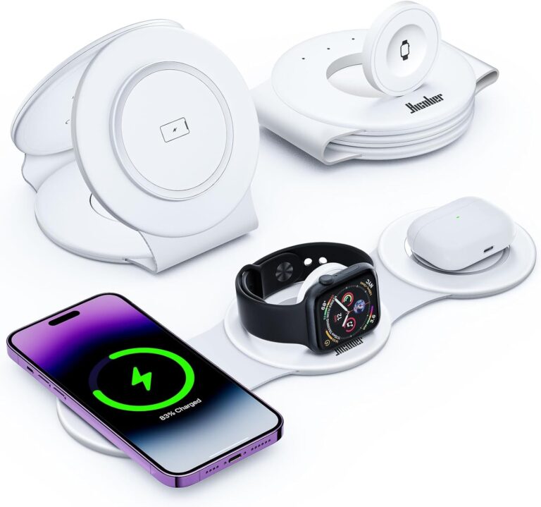 Read more about the article Hicober 3 in 1 Wireless Charging Station for iPhone 15, Magnetic Foldable Travel Charger Station Stand 18W for iPhone Air 17 16 15 14 13 12 Pro/Max/Plus/Apple Watch All Series & Airpods