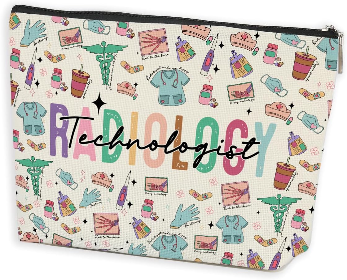 Read more about the article Radiology Technologist Gifts Rad Tech Makeup Bag Cosmetic Bag X-ray Tech Gift Radiologic Technologist Gift Nurse Day Birthday Appreciation Gifts for Women Radiologist Technician Makeup Zipper Pouch