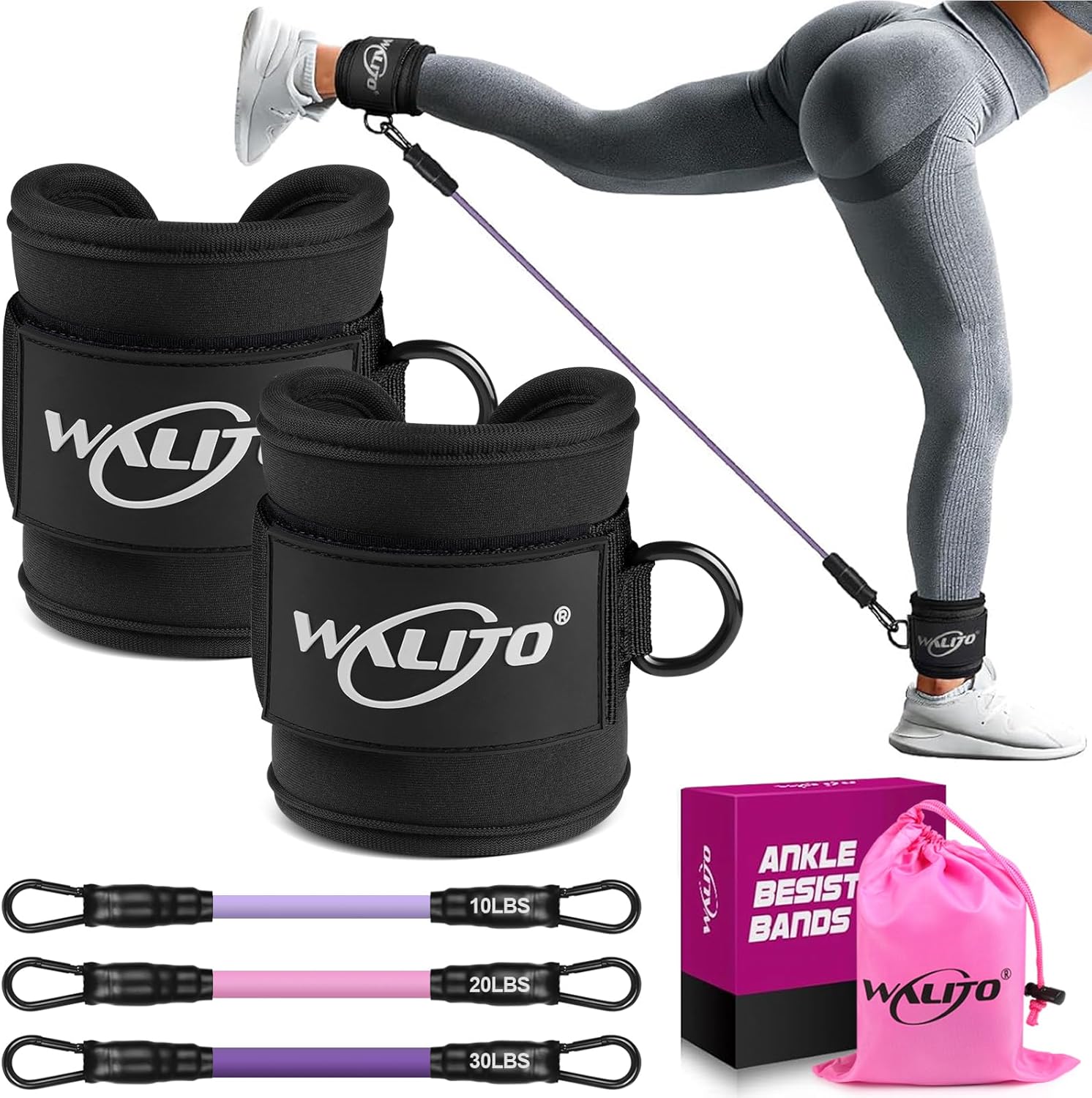 Read more about the article WALITO Ankle Resistance Bands with Cuffs, Exercise Bands for Legs and Butt, Booty Workout Equipment for Kickbacks and Hip Fitness Training