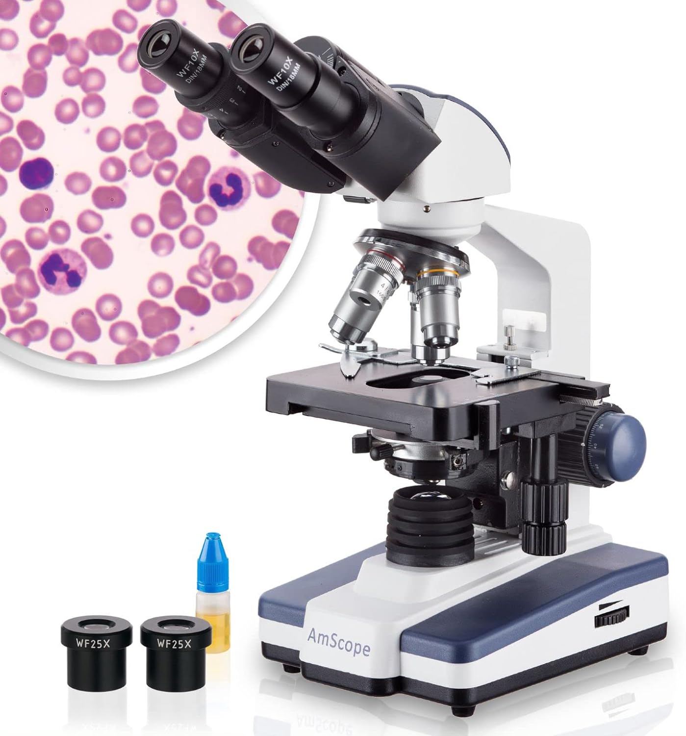 Read more about the article AmScope B120C Series Student & Professional LED Binocular Compound Microscope – 40X-2500X Magnification – Features Siedentopf Head & 3D Mechanical Stage