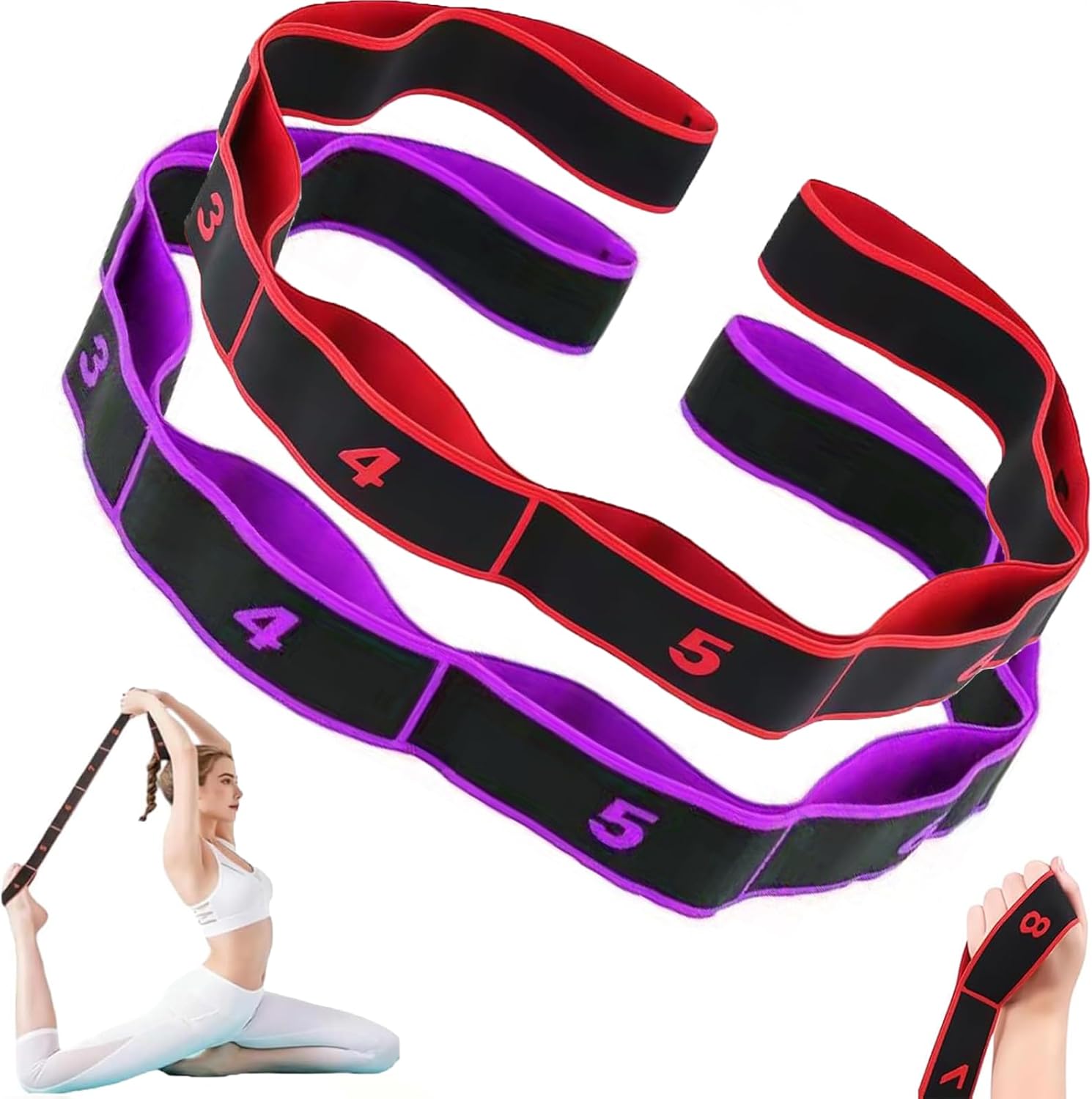 Read more about the article （2Pcs） Numbered Resistance Bands for Glutes & Yoga, Resistance Bands with Handles for Arms,Adjustable Bands for Full Body Stretching Shaping(Red&Purple