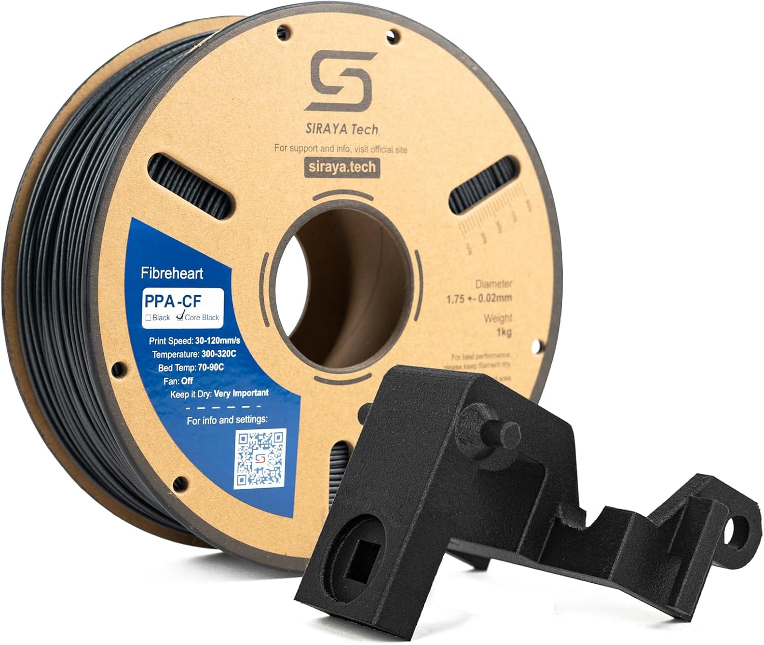Read more about the article Siraya Tech Fibreheart PPA-CF Core Black 3D Printer Filament – PPA Nylon with 25% Core-Concentrated Carbon Fiber, Ultra-Strong, Heat-Resistant, Low Warpage for Automotive & Industrial Parts (1kg)