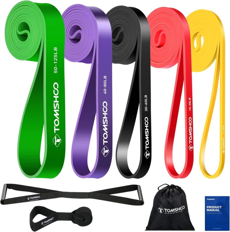 Read more about the article TOMSHOO 5 Packs Pull up Assist Bands, Resistance Bands with Straps Handles and Door Anchor, Stretch Bands,Exercise Bands with Guide for Fitness