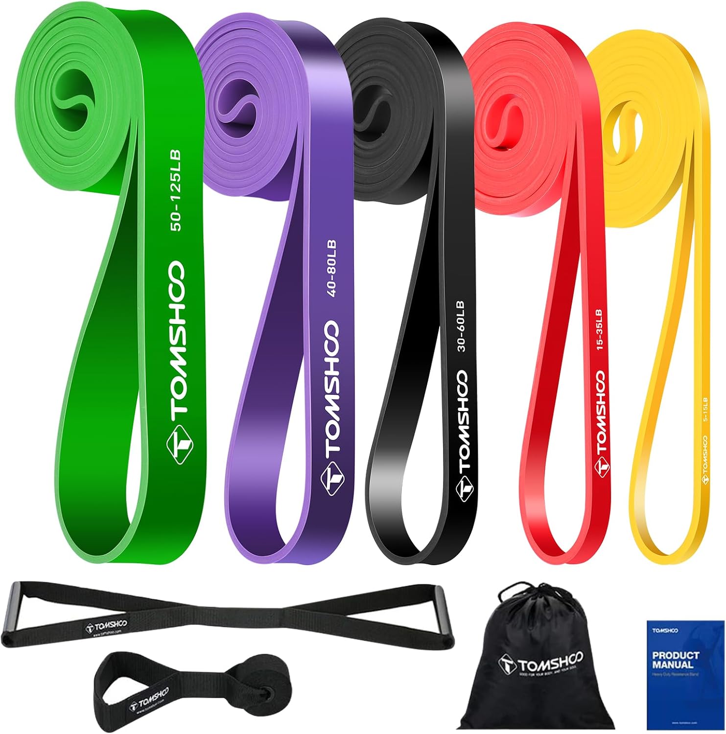 Read more about the article TOMSHOO 5 Packs Pull up Assist Bands, Resistance Bands with Straps Handles and Door Anchor, Stretch Bands,Exercise Bands with Guide for Fitness