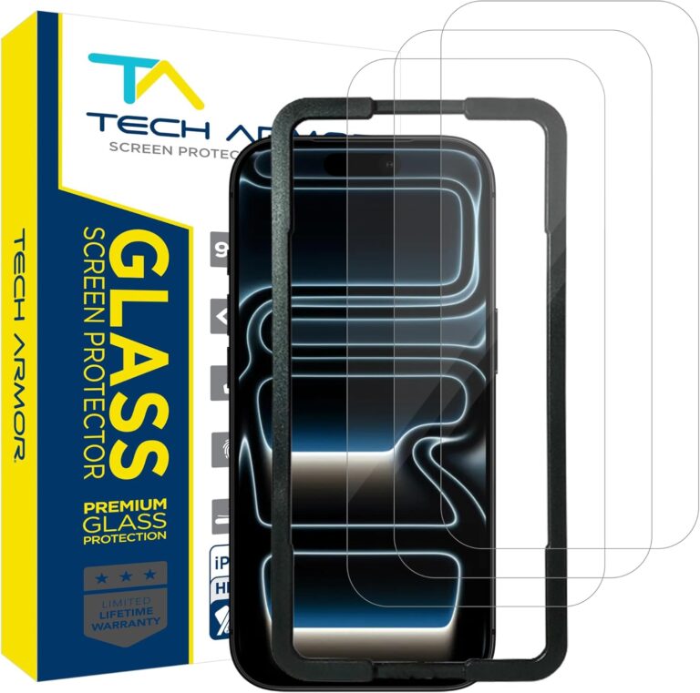 Read more about the article Tech Armor for iPhone 17 Pro Screen Protector Glass 6.3 inch – Ballistic Tempered, Case Friendly, Easy Install, Sensor Protection, HD, 9H Hardness iPhone Screen Protector 17 pro, 3 Pack