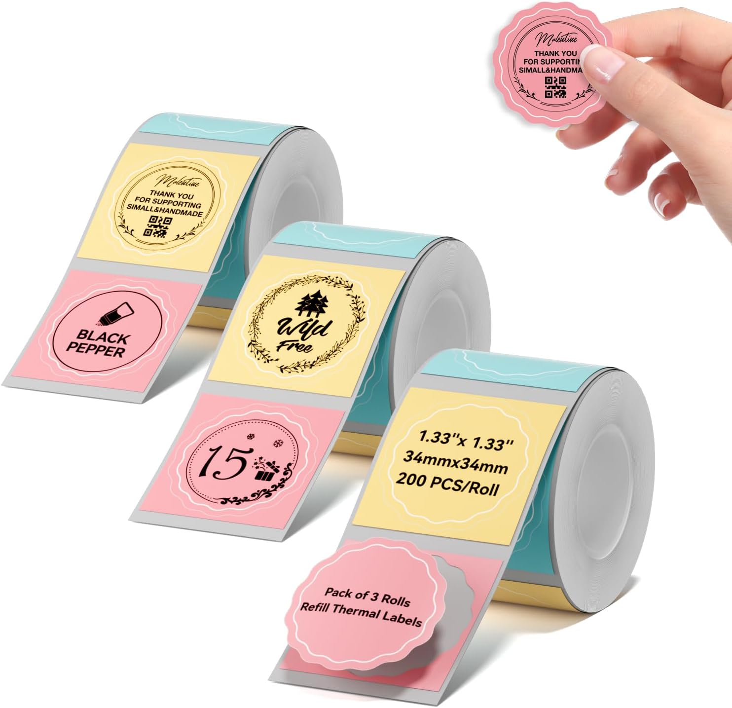 Read more about the article NIIMBOT Round Colorful Labels – 3 Rolls x 1.34” (34x34mm), Food, Personalized, Home/School/Office