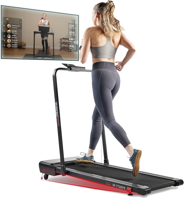 Read more about the article Sunny Health & Fitness Sleek Compact Smart Treadpad Treadmill with 6-Level Auto Incline, Remote Control, Shock Absorption, Optional Dual Mode Walking/Running & Free SunnyFit App Bluetooth Connectivity