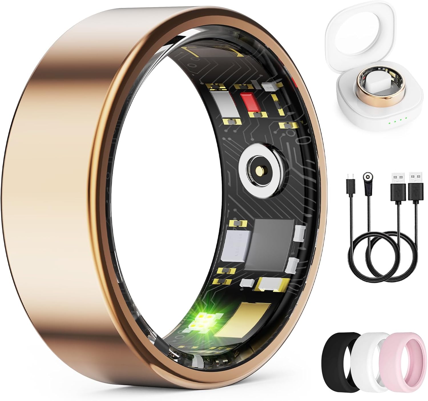 Read more about the article Smart Ring for Women & Men, Health Tracker Ring with Heart Rate, Blood Oxygen,Blood Pressure, IP68 Waterproof Fitness Ring, Sleep Tracker for iPhone and Android, No APP Fee (Rose Gold, 14#)