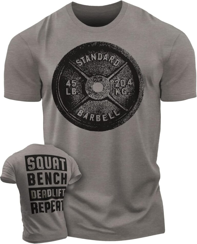 Read more about the article Squat Bench Deadlift Repeat Workout Shirts for Men Weight Plate Gym T-Shirt