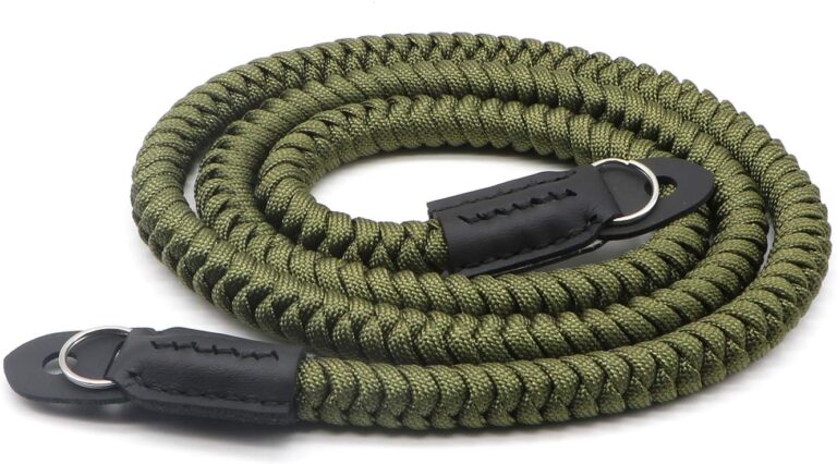 Read more about the article Paracord Woven Camera Neck Shoulder Strap Belt Hand Compatible with Canon Nikon Sony Olympus Pentax Fujifilm Panasonic SLR DSLR Digital Mirrorless Cameras 42 inch Green