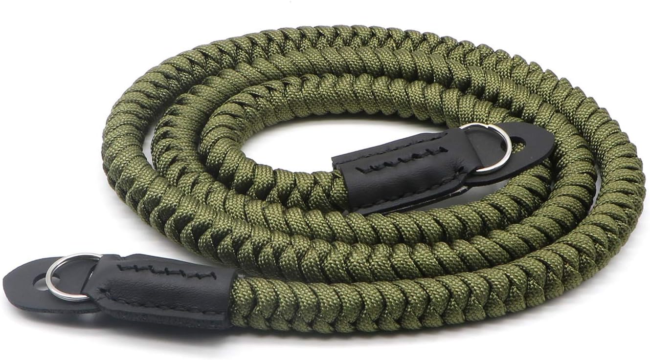 Read more about the article Paracord Woven Camera Neck Shoulder Strap Belt Hand Compatible with Canon Nikon Sony Olympus Pentax Fujifilm Panasonic SLR DSLR Digital Mirrorless Cameras 42 inch Green