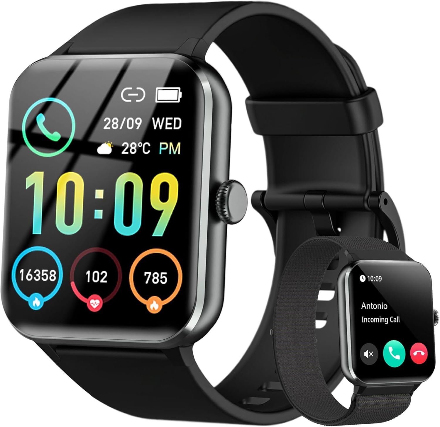 Read more about the article Smart Watch(Answer/Make Call), 1.85″ Smartwatch for Men Women, 100+ Sport Modes, Pedometer, IP68 Waterproof Fitness Tracker, Heart Rate/Sleep Monitor, Smart Watches for Android & iOS (2 Straps)