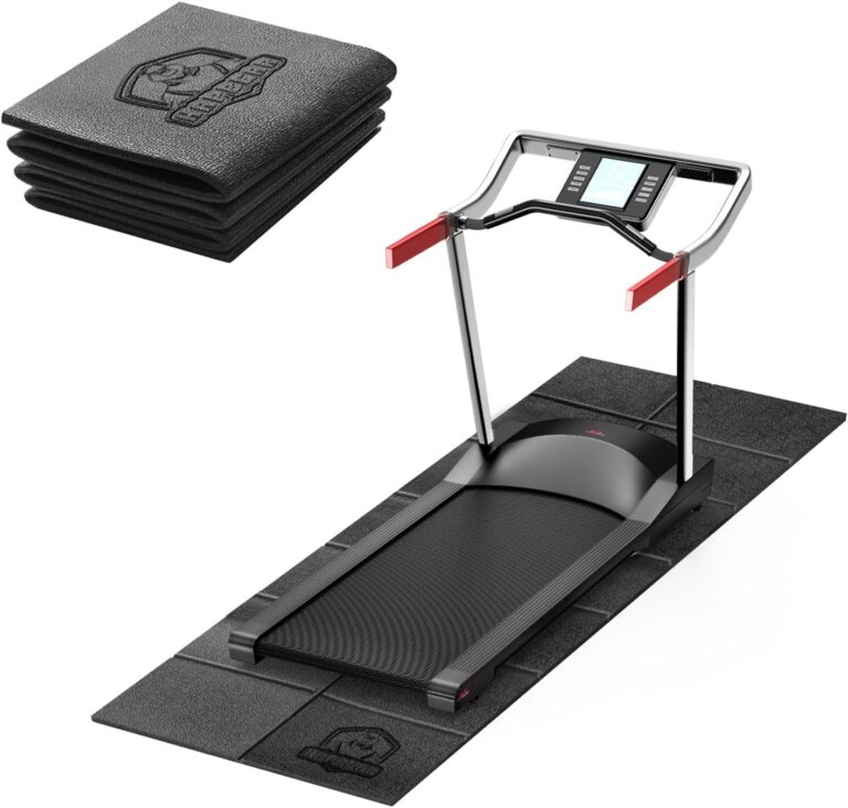 Read more about the article HAPBEAR Treadmill Mat – 68″x24″x1/5″ Thick Non-Slip Foldable Exercise Equipment Mat for Walking Pad, Weight Bench & Treadmill – Shock Absorbing Floor Protector for Home Gym, Carpet & Hardwood Floors