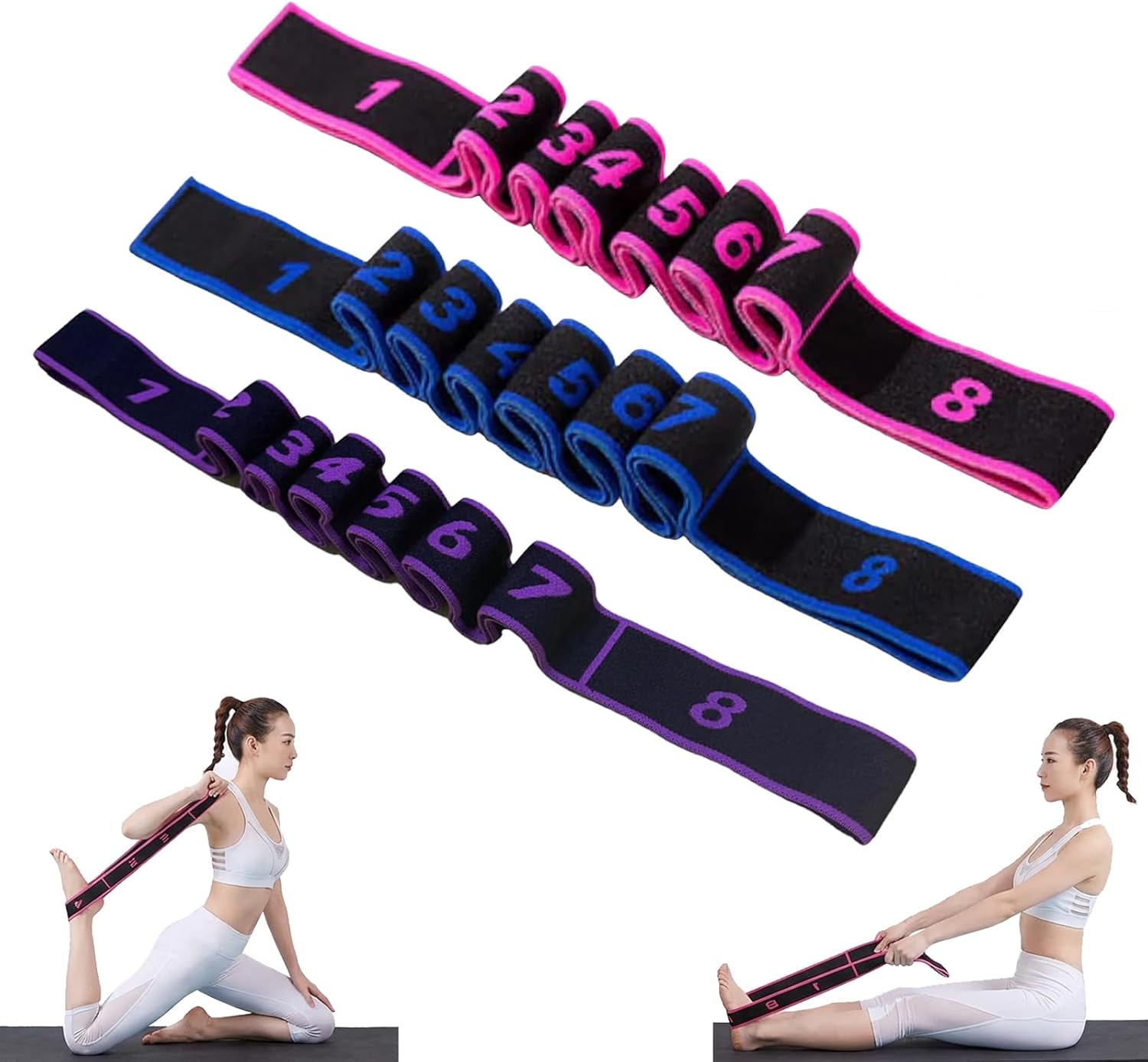 Read more about the article Fitness Resistance Bands with Handles for Stretching and Yoga, 8-Section Elastic Training Band with Clear Markings, Fashion Puller Exercise Bands Resistance