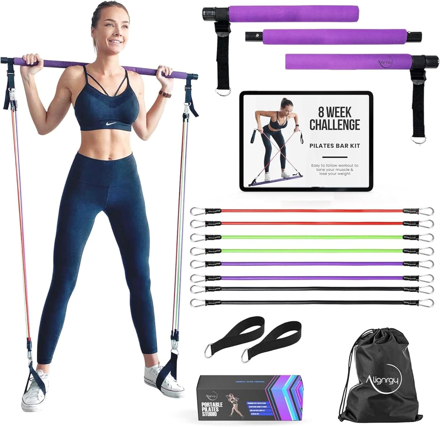 Read more about the article Portable Pilates Bar Kit with Resistance Bands (20, 30, 40, 50 LBS) – Adjustable Home Workout Equipment with 8 Week Training Program – Full Body Fitness Bar for Pilates, Strength Training