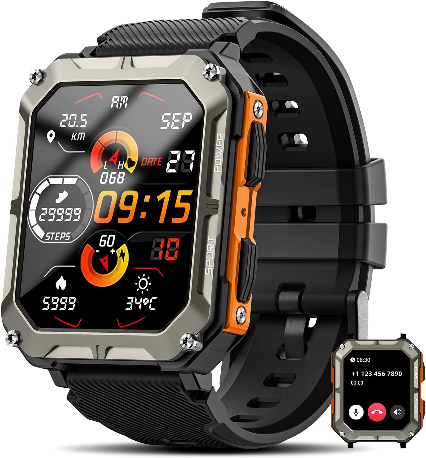 Read more about the article Military Smart Watch for Men(Answer/Make Call), 10 ATM Waterproof Outdoor Sports Fitness Tracker with/Blood Pressure/Heart Rate/Sleep Monitor, Rugged Tactical Smartwatch for Android & iPhone(2 Bands)