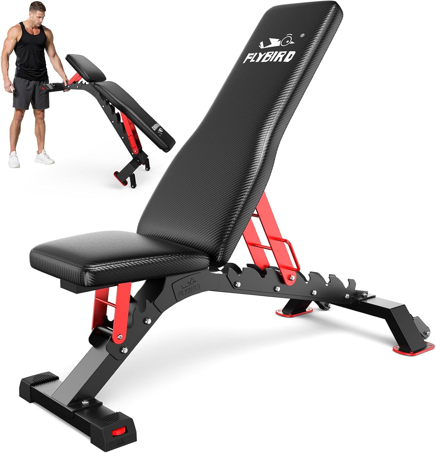 Read more about the article FLYBIRD Commercial Grade Adjustable Weight Bench – 1300LBS Capacity, 6+3 Positions for Ultimate Strength Training & Bench Press, with Easy-Roll Wheels