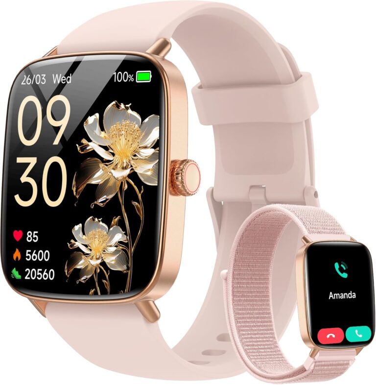 Read more about the article Smart Watch for Women, 1.85″ HD Dynamic Dial Smartwatch for Android & iPhone with Answer/Make Call, Fitness Tracker with 110+ Sport Modes, Heart Rate/SpO2/Sleep Monitor, IP68 Waterproof (2 Bands)