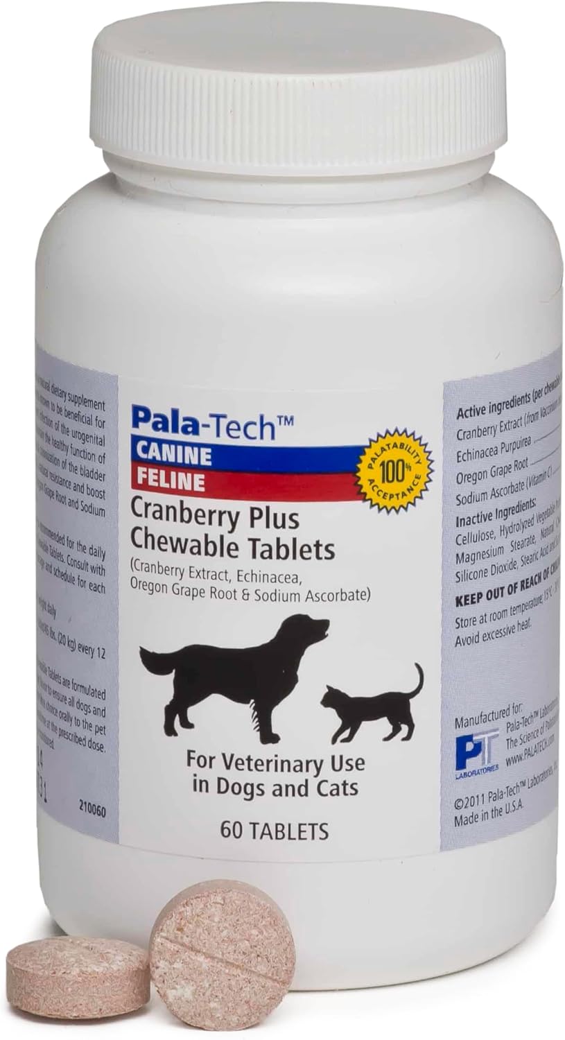 Read more about the article Cat & Dog UTI Treatment – Cranberry Supplement for Dogs&Cats 60 Chewable Tablets for Urinary Tract Infection & Bladder Stone Prevention, Canine Incontinence Support Made in USA
