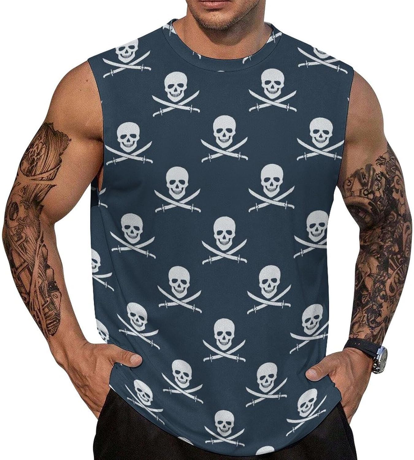 Read more about the article Men’s Vest Beach Summer Sleeveless T-Shirt Printed Vacation Vest Fitness Muscle Vest