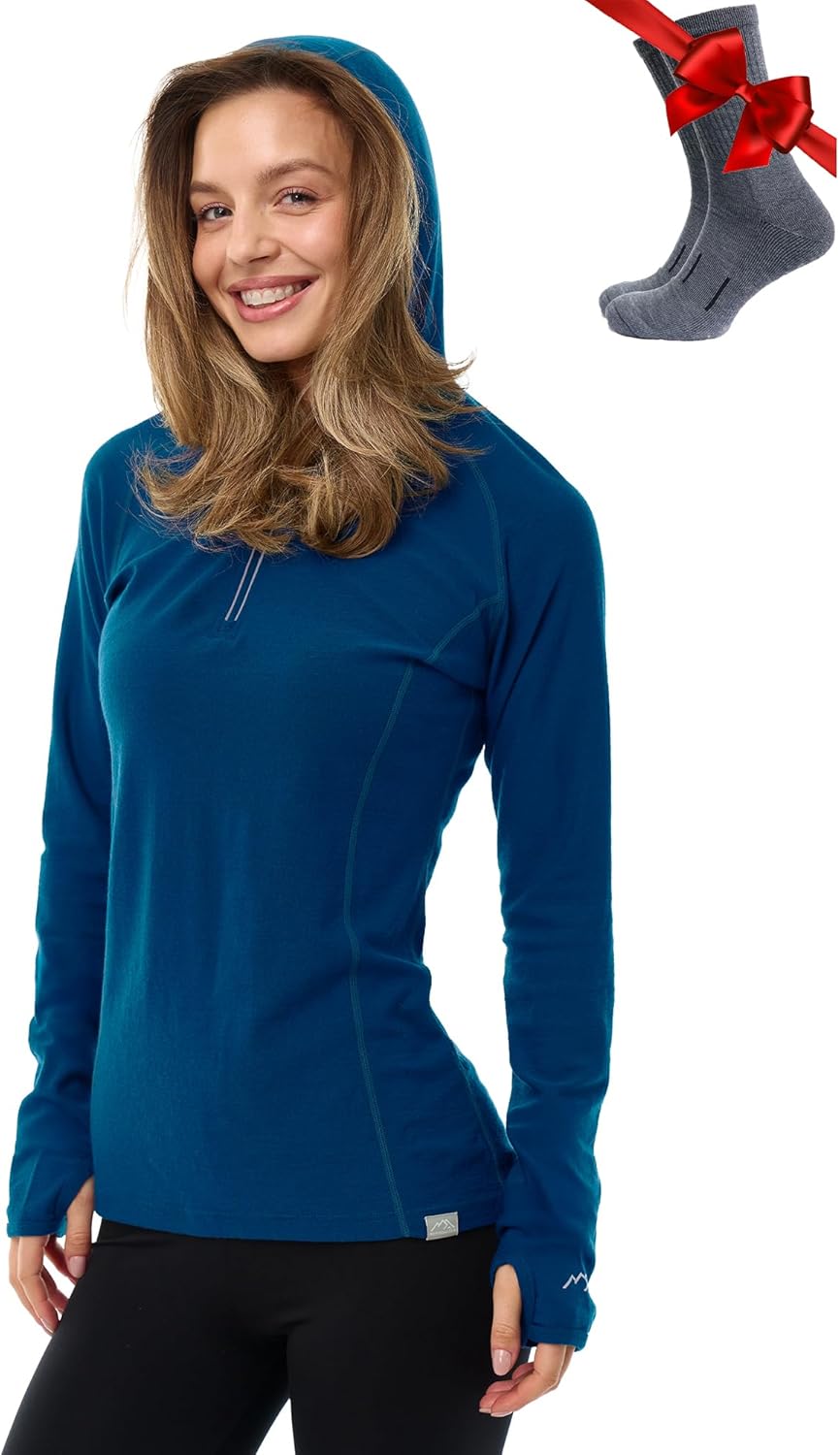 Read more about the article Merino.tech Merino Wool Hoodie Women – Slim Fit 100% Merino Wool Base Layer Women Half Zip Thermal Long Sleeve Shirt
