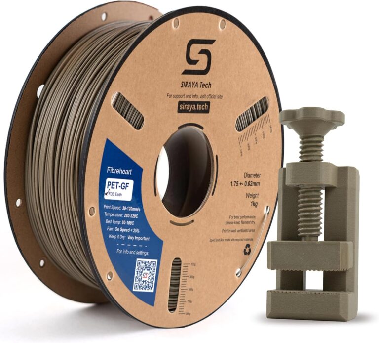 Read more about the article Siraya Tech Fibreheart PET-GF FDE Earth 3D Printing Filament, 1kg – 15% Glass Fiber Reinforced, Flat Dark Earth, UV Resistant, Low Moisture Absorption, High Strength for Industrial Applications
