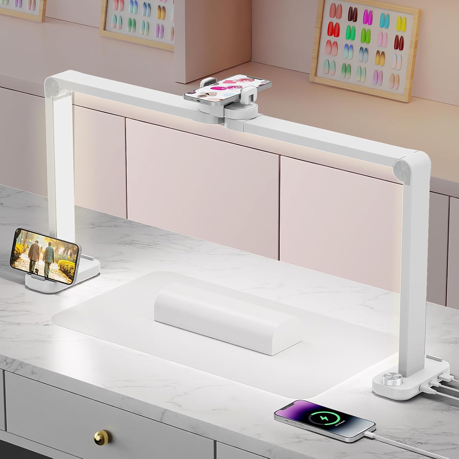 Read more about the article iVict Nail Desk Lamp, 34″ Nails Tech Light with Phone Stand, 0-100% Adjustable Brightness, 3000K-6000K Color Temperature Led Desk lamp for Nail, Tattoos, Eyebrows, Beauty