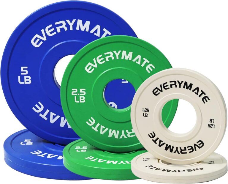 Read more about the article EVERYMATE Change Weight Plates 1.25LB 2.5LB 5LB Set Fractional Plate Olympic Bumper Plates for Cross Training Bumper Weight Plates Steel Insert Strength Training Weight Plates
