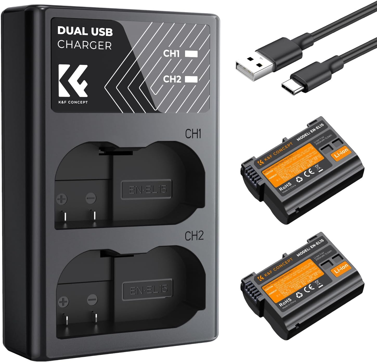 Read more about the article K&F CONCEPT 2100mAh EN-EL15 EN-EL15C Battery and Dual Slot Charger for Nikon ZR Z8 Battery Compatible with Nikon Z8 Zf Z7 Z7ii Z6 Z6ii D7500 D750 D850 D780 1V1 Camera