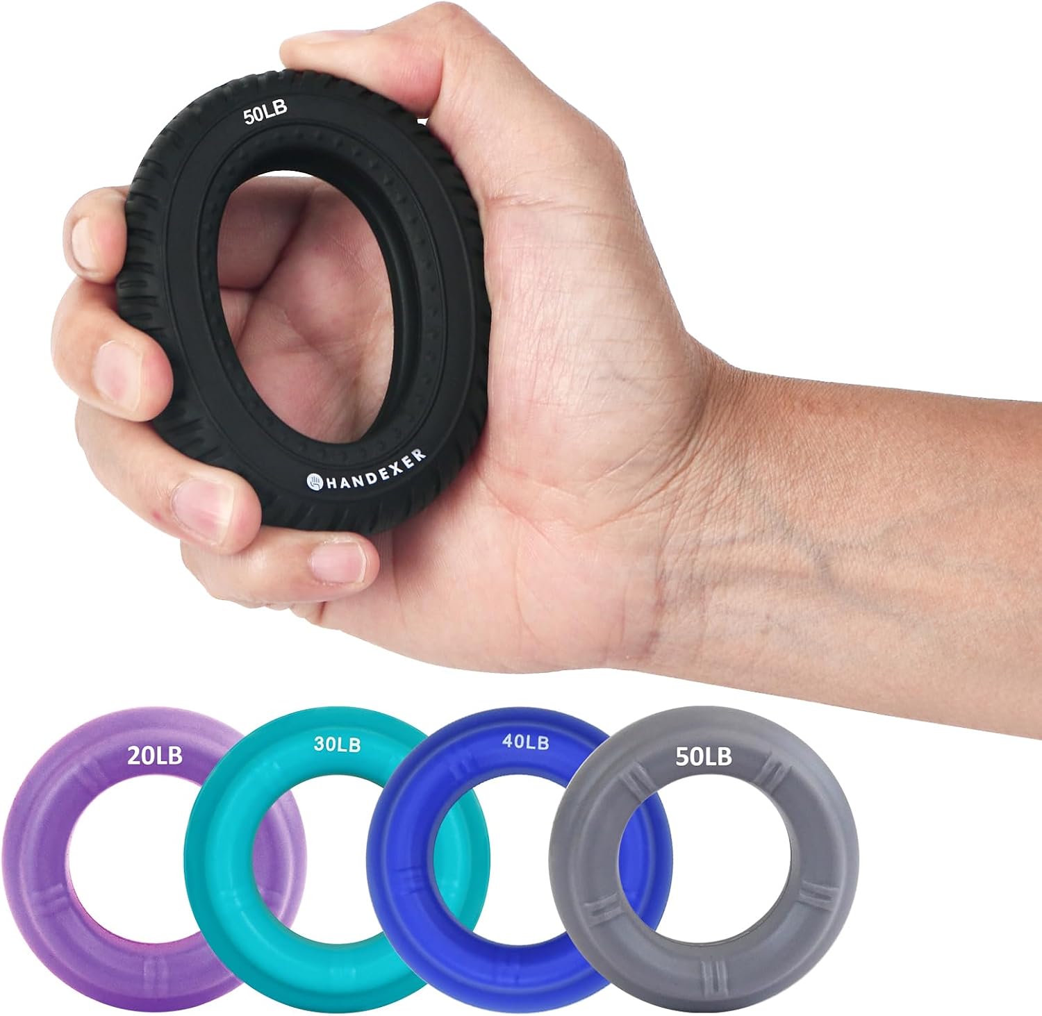 Read more about the article Hand Grip Strengthener, Grip Strength Tranier and Finger Excerciser, Silicone Hand Stretcher Rings for Athletes, Stress Relief, Physical Therapy, 8 Resistance Levels, 5 Pack