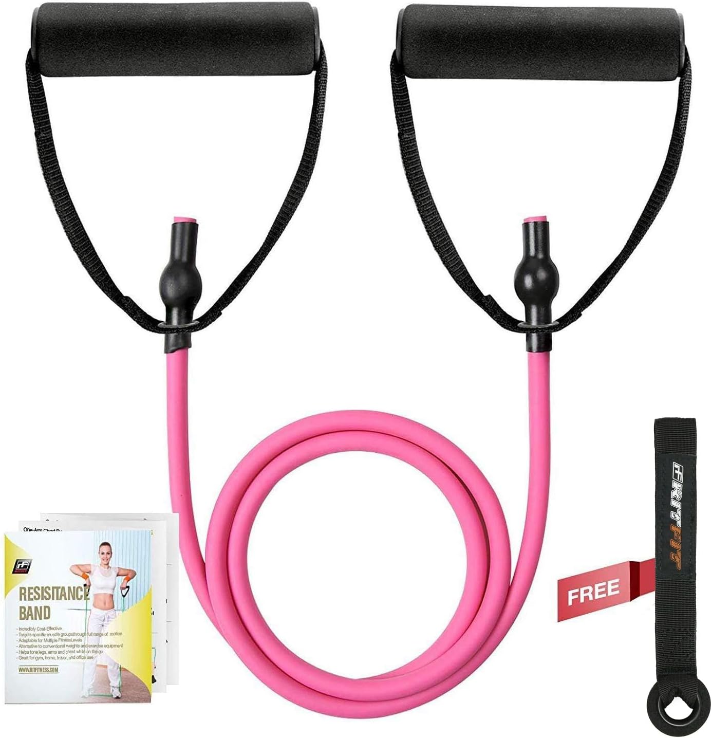 Read more about the article RitFit Single Resistance Exercise Band with Comfortable Handles – Ideal for Physical Therapy, Strength Training, Muscle Toning – Foam Padding Door Anchor and Starter Guide Included
