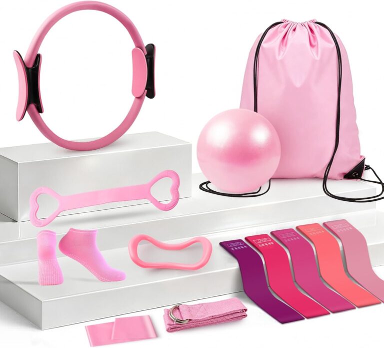 Read more about the article Home Pilates Essentials Kit for Women, 13-Piece Set with Magic Circle, Yoga Ball, Resistance Bands & Hip Thrust Belt| Fitness Starter Kit for Toning (Pink)