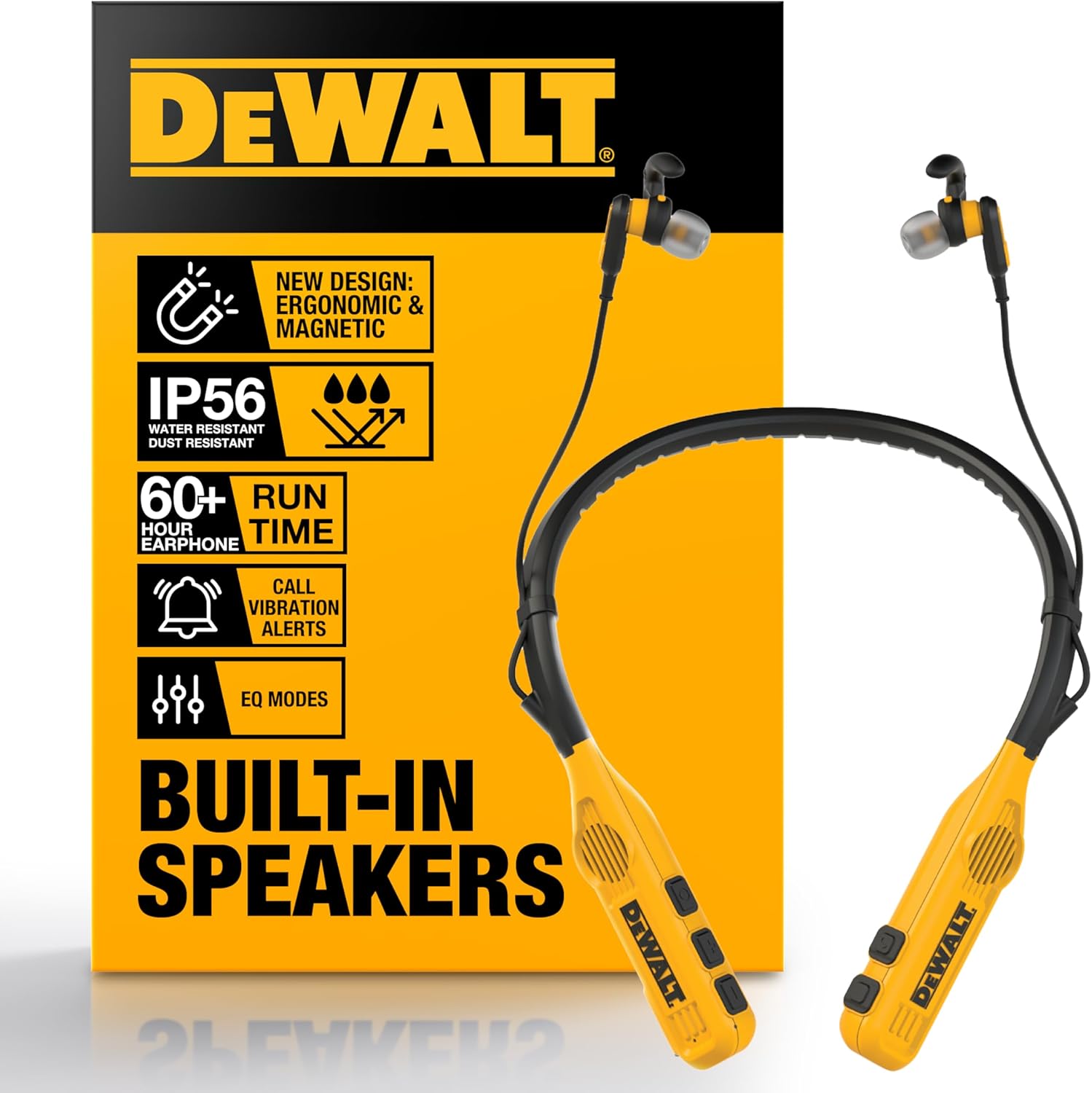 Read more about the article DEWALT Heavy Duty 2-in-1 Neckband Bluetooth Headphones w/Built-in Speakers, Jobsite Wearable Speaker & Around Neck Headphones, Wireless Bluetooth Headset, 60+ Hrs Hands-Free Music/Calls, Carry Pouch