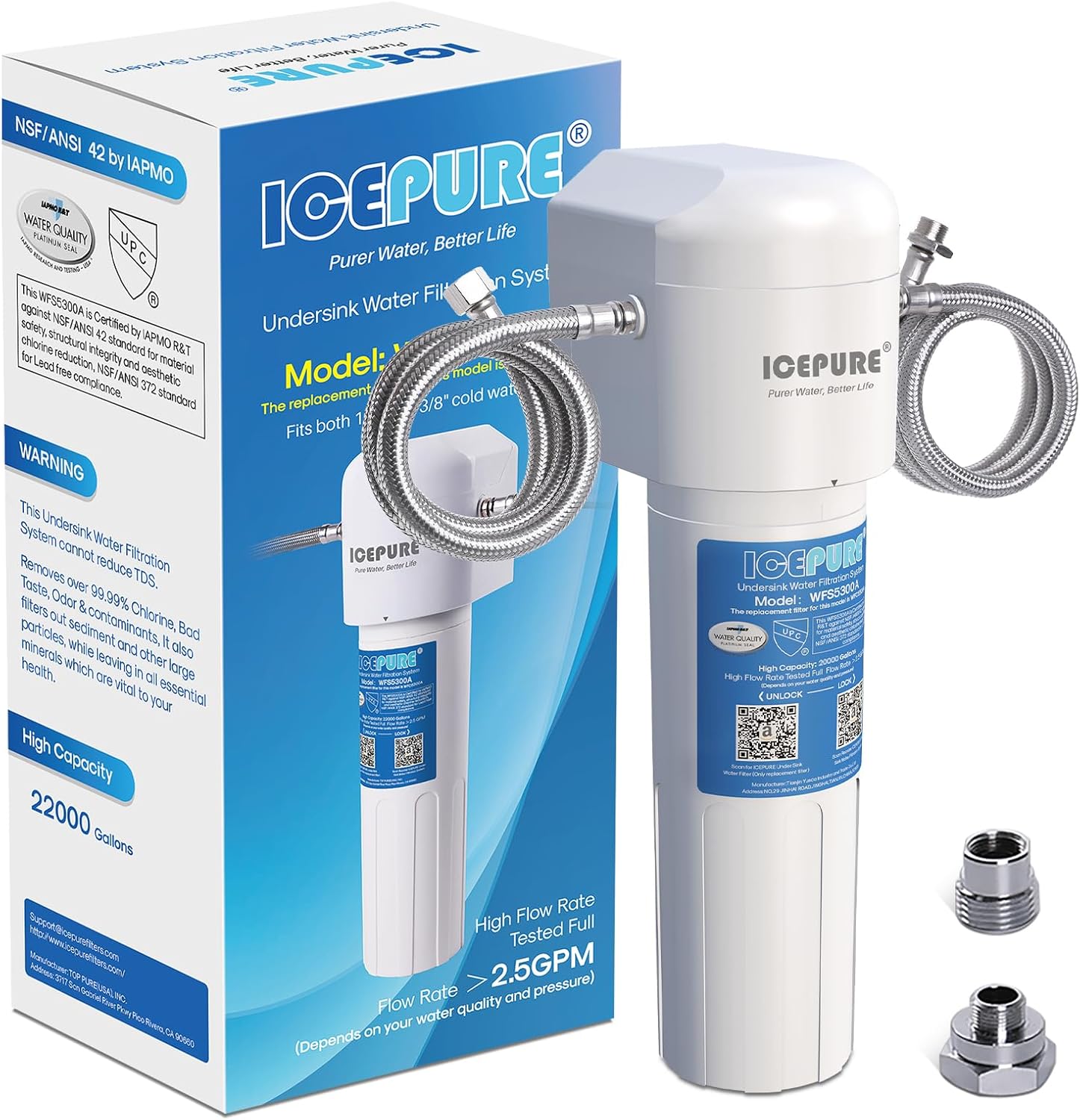 Read more about the article ICEPURE Under Sink Water Filter System, 3 Years or 22000 Gallons Ultra High Life NSF/ANSI 42 Certified, Removes Heavy Metals,Chlorine,Direct Connect Under Counter Drinking Water System, USA Tech