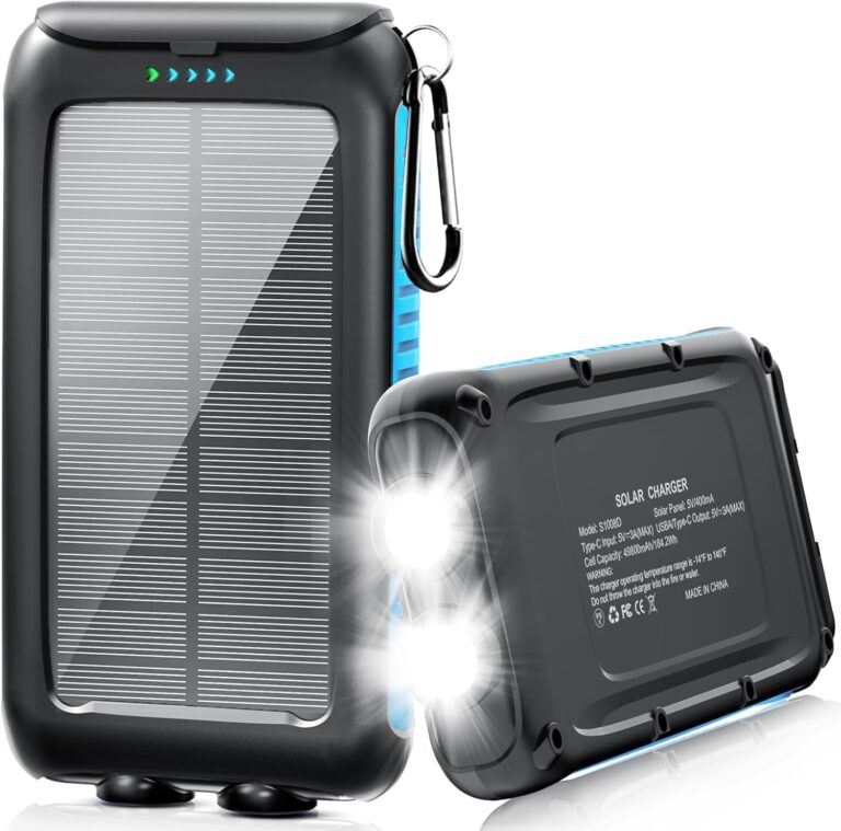 Read more about the article Kepswin Solar-Charger-Power-Bank-49800mAh Portable Solar Phone Charger with LED Flashlight/15W Fast Charge USB C Waterproof External Backup Battery Pack for All Cell Phones & Electronic Devices