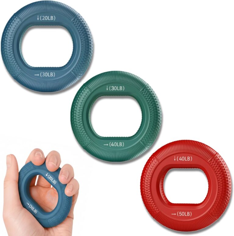 Read more about the article LEZER Hand Grip Strengthener, Finger Exerciser, Forearm Ring, Silicone Squeezer, Muscle Training, Fitness Workout, Physical Therapy, Set of 3, 20-60 LBS