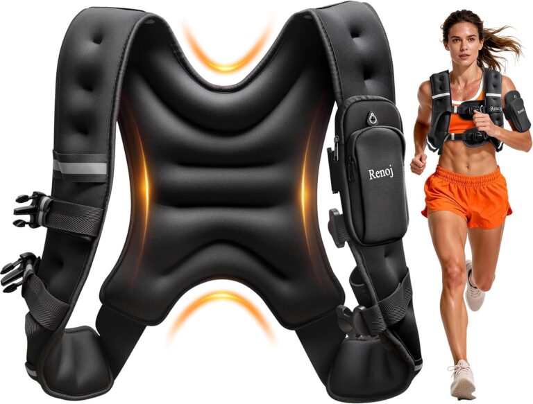 Read more about the article Renoj Weighted Vest for Women Men: Available in 6lb/8lb/10lb/11lb/12lb/14lb/16lb/20lb Fixed Weights for Walking, Running, Training, Exercise, Weight Loss – With Reflective Strips and Storage Pocket