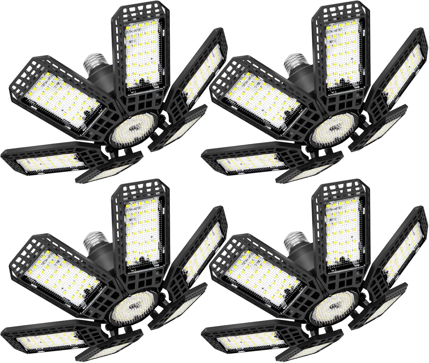 Read more about the article 4 Pack Garage Lights, 28000LM Super Bright LED Shop Lights with 6+1 Deformable Panels, 6500K Garage Light Ceiling Led, E26/E27 Socket Screw in Bulb for Warehouse, Workshop, Basement, Attic