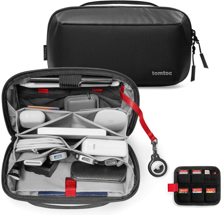 Read more about the article tomtoc Electronic Organizer Accessory Pouch for MacBook Charger, Cables, Power Bank, Hard Drive, Cords, Water-resistant Storage Bag with Removable Card Slots for USB Adapter, Memory Card, Black