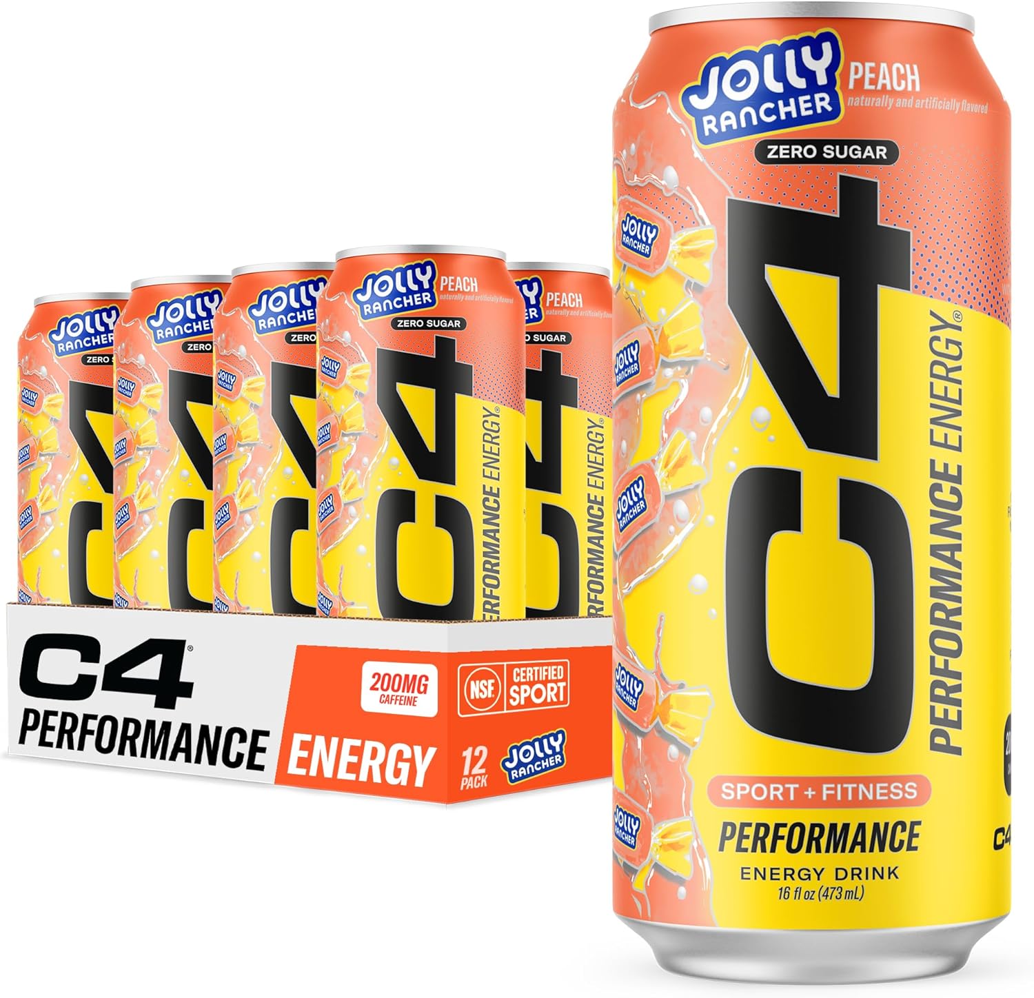 Read more about the article Cellucor C4 Performance Energy Drink | JOLLY RANCHER Peach | Zero Sugar Carbonated Preworkout Energy | 200mg Caffeine with Beta Alanine | 16 Fl Oz (12 Pack)