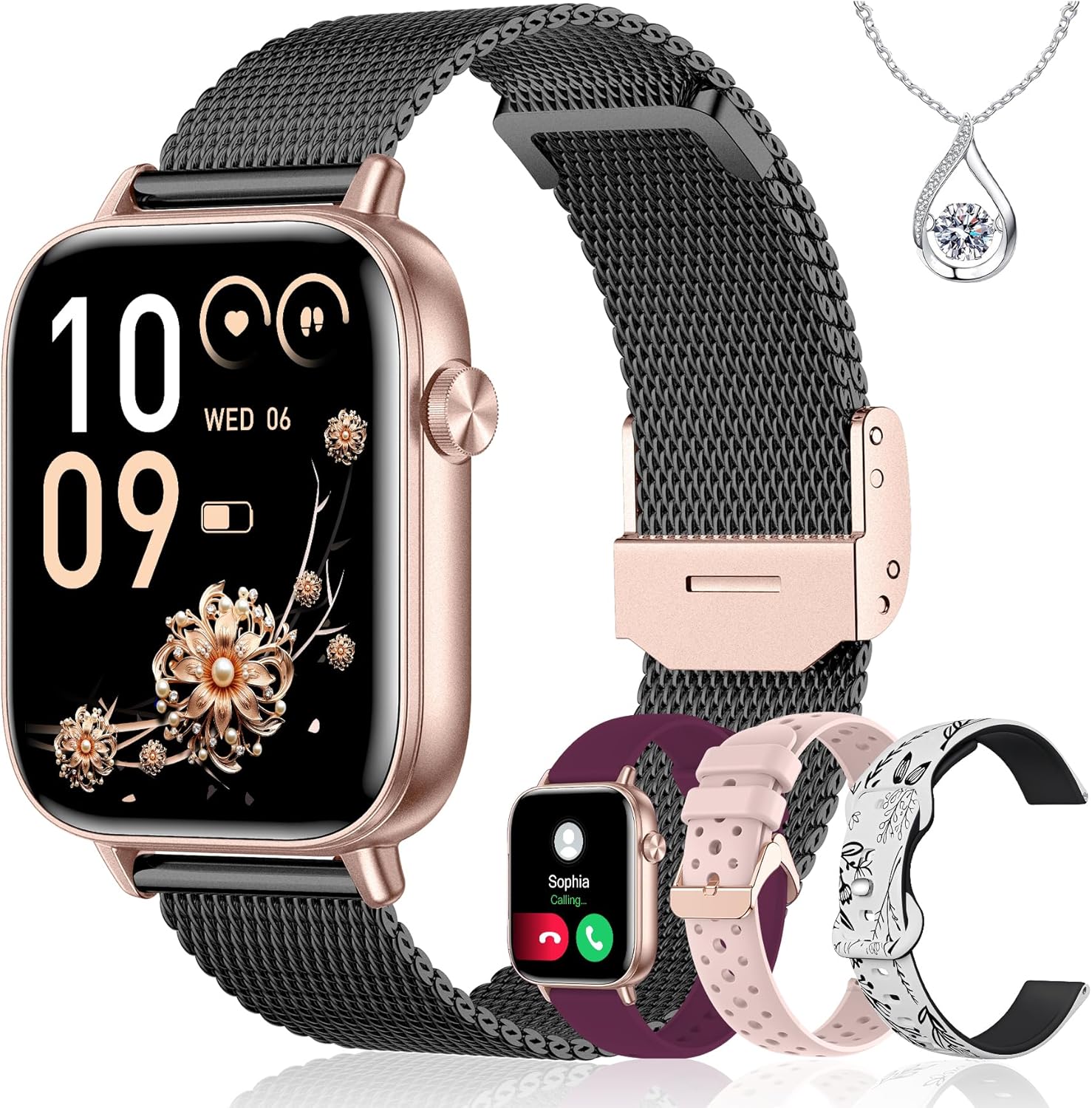 Read more about the article Iaret Smart Watch for Women, 1.83″ HD Fitness Tracker with 4 Bands, Answer/Make Calls, Heart Rate/Sleep/SpO2/Step Tracking, 100+ Sport Modes, Android/iPhone Compatible Gift (Black Gold)