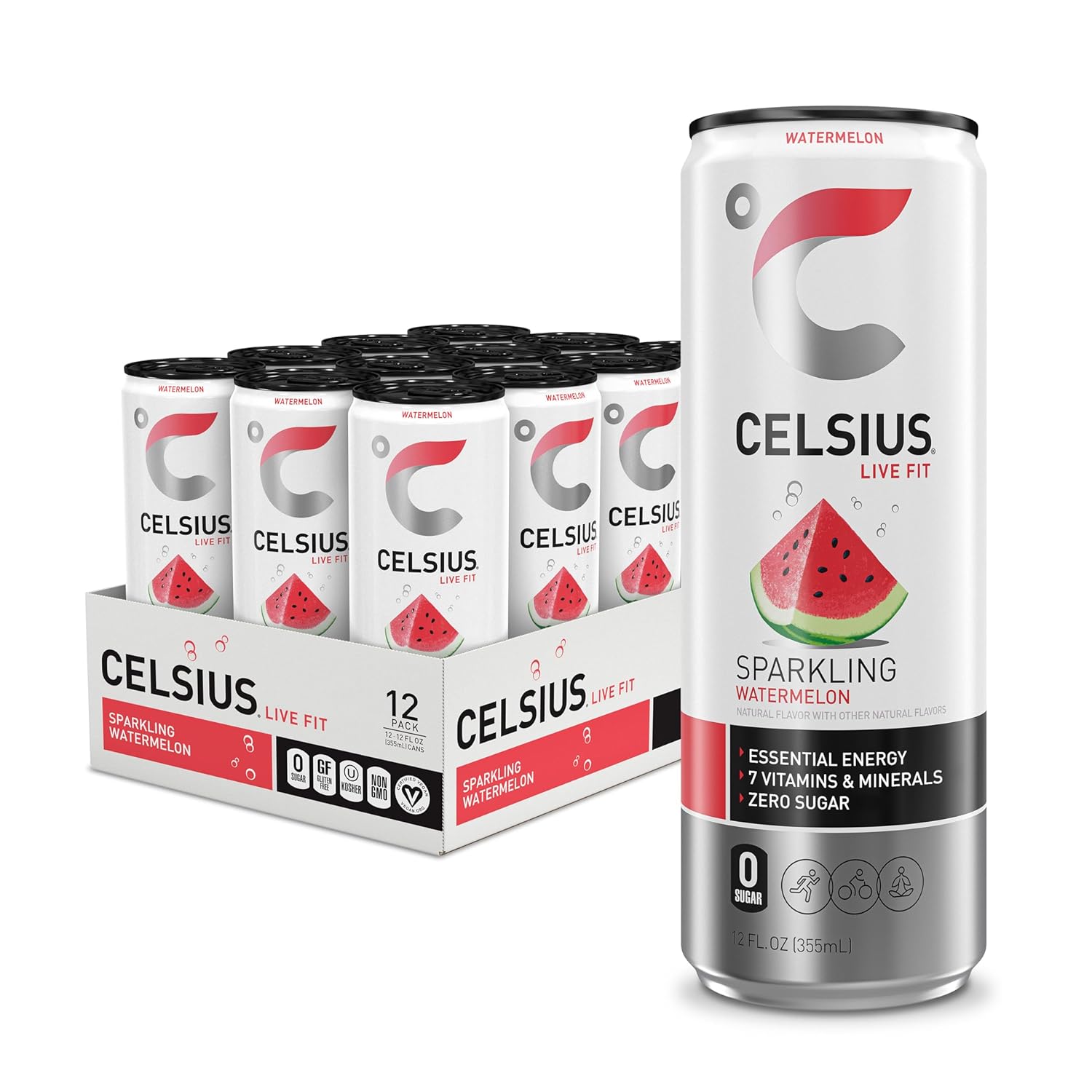 Read more about the article CELSIUS Sparkling Watermelon, Functional Essential Energy Drink 12 Fl Oz (Pack of 12)